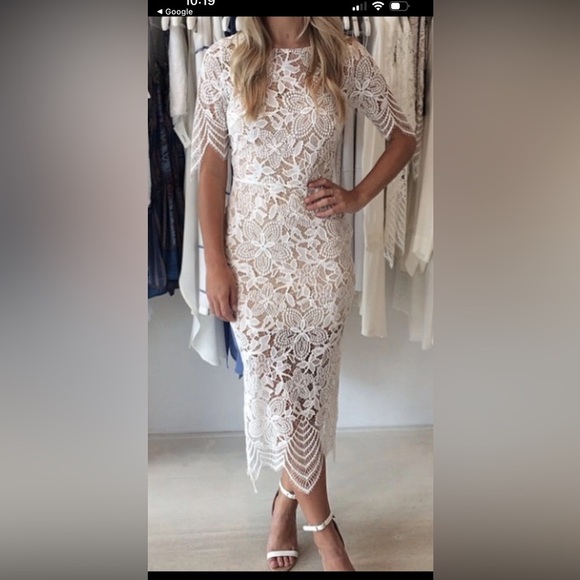 For Love And Lemons White Long Sleeve Dress detailed lace feminine vacation - Picture 1 of 16
